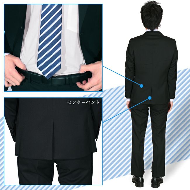 婚礼用メンズサマースーツ ブラック 背面画像